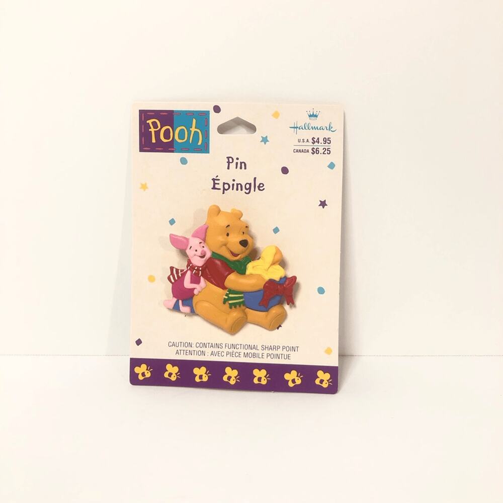 hallmark disney christmas pin winnie the pooh & piglet w/ honey pot lapel pin